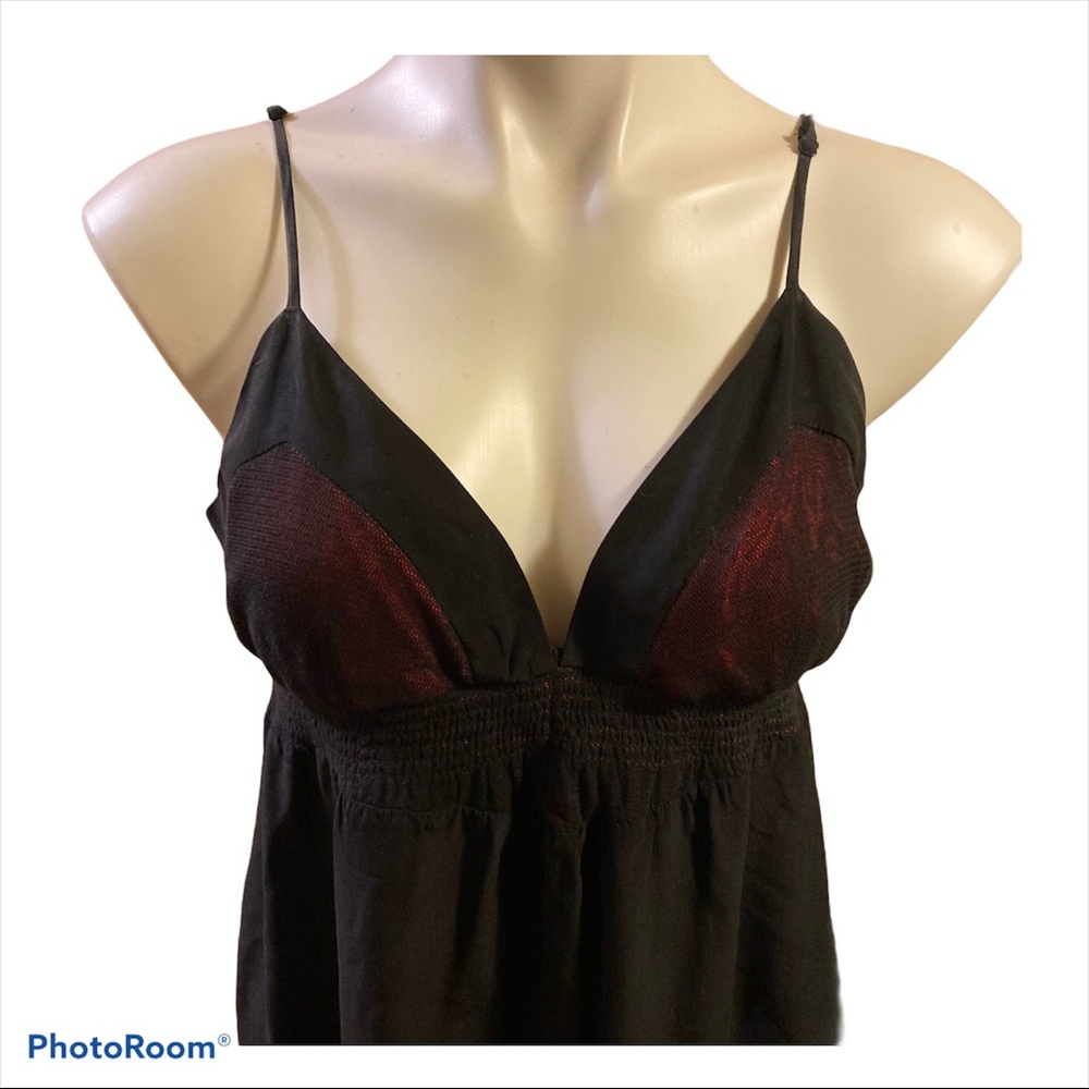twelfth St/Cynthia Vincent Black red 100% SILK  slip Dress-small